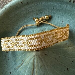 Gold and Cream Beaded Bracelet